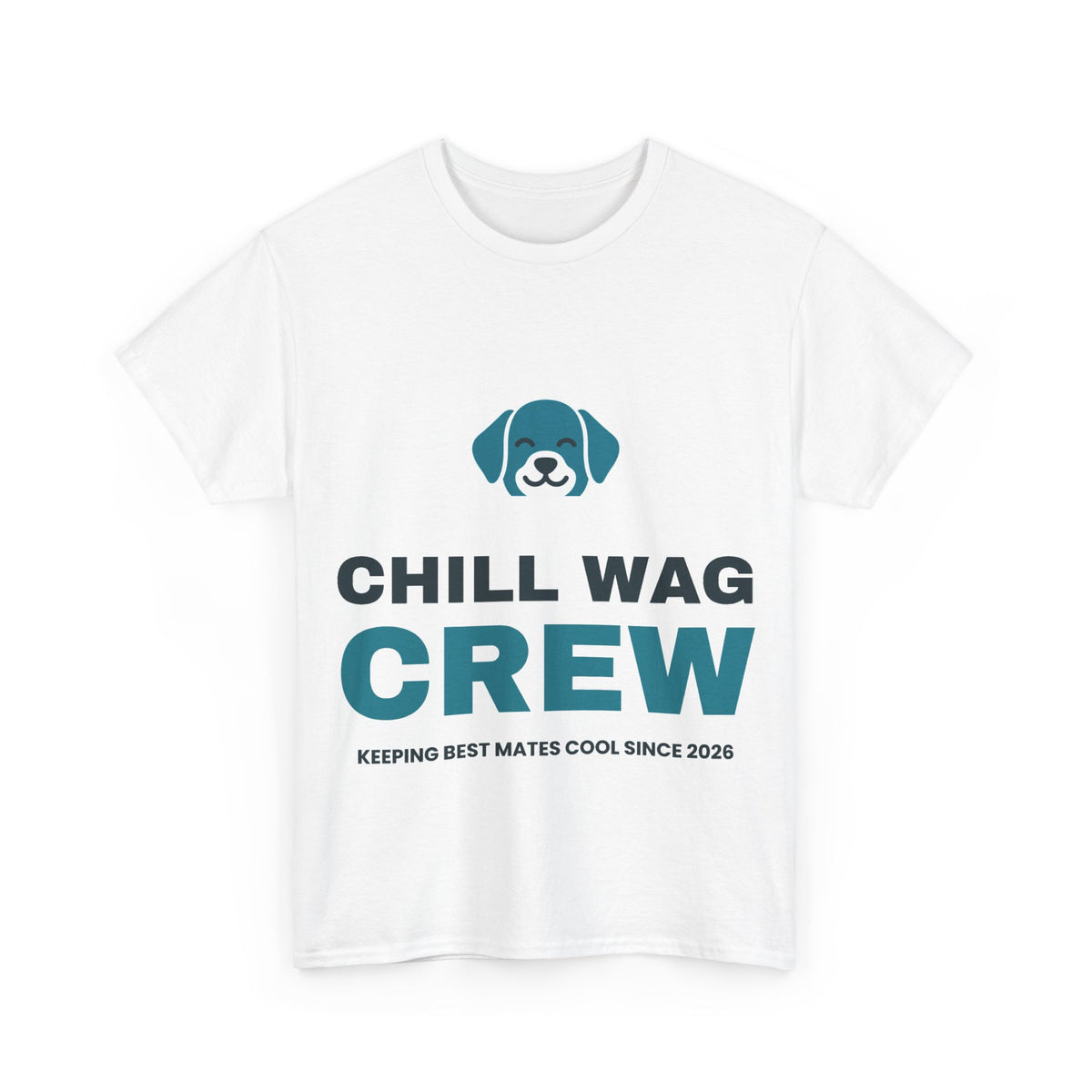 White Chill Wag Crew tee, front print