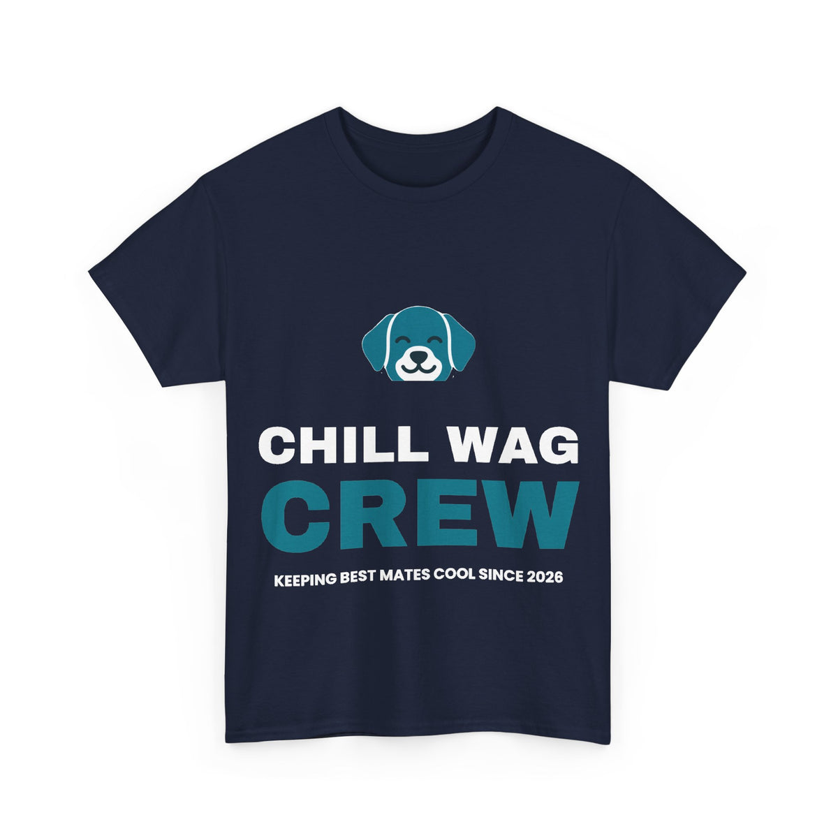 Navy Chill Wag Crew tee, front print