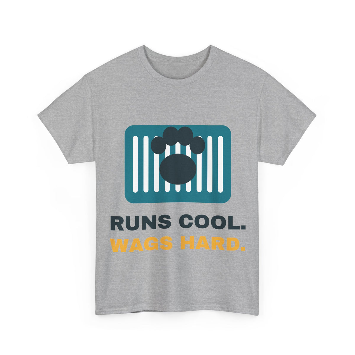Sport grey Runs Cool. Wags Hard. tee, front print