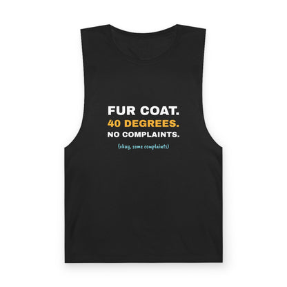 Black Fur Coat. 40 Degrees. singlet, front print