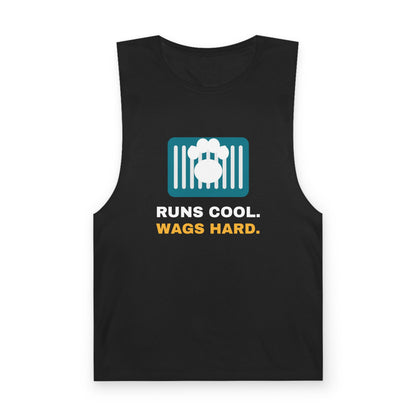 Black Runs Cool. Wags Hard. singlet, front print