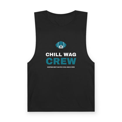 Black Chill Wag Crew singlet, front print