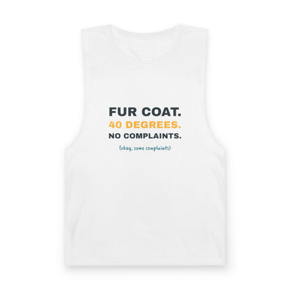 White Fur Coat. 40 Degrees. singlet, front print