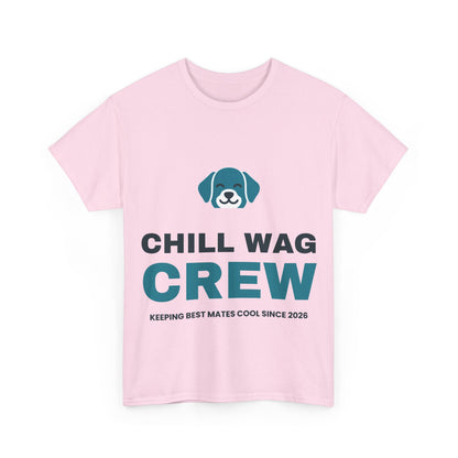 Light pink Chill Wag Crew tee, front print
