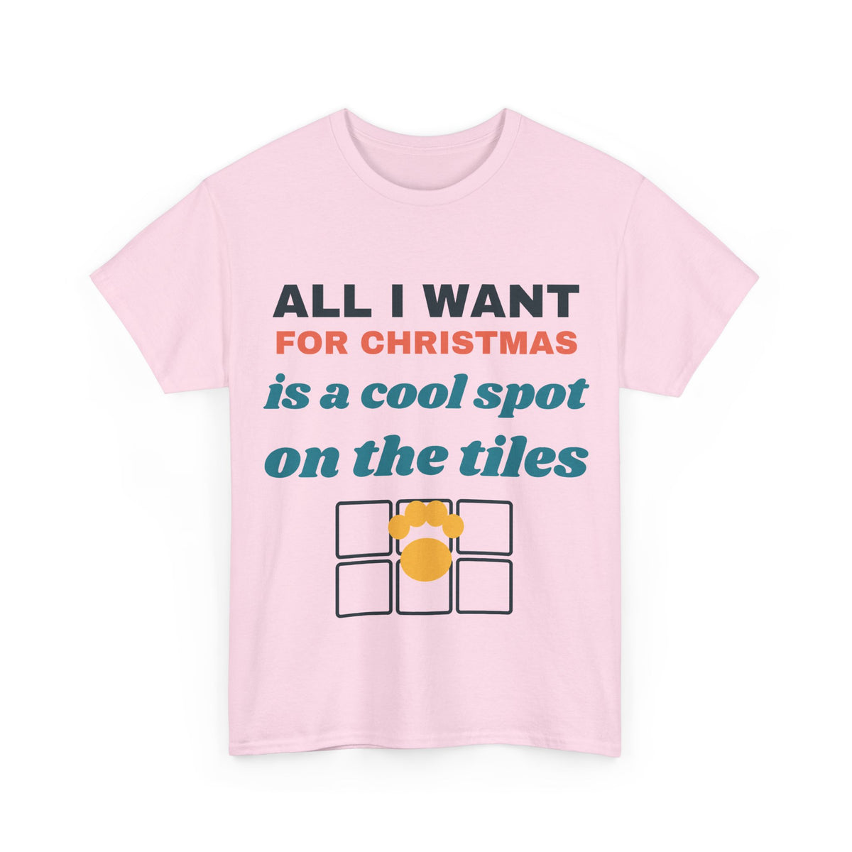 Light pink Christmas cool spot on the tiles tee, front print
