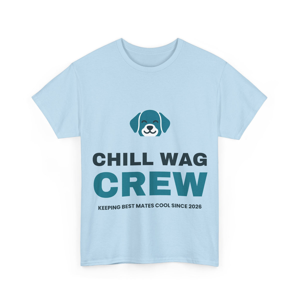 Light blue Chill Wag Crew tee, front print