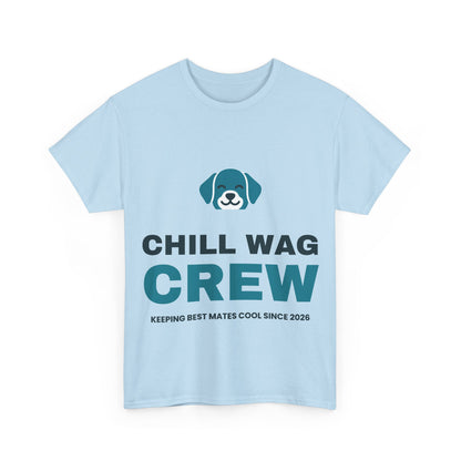 Light blue Chill Wag Crew tee, front print