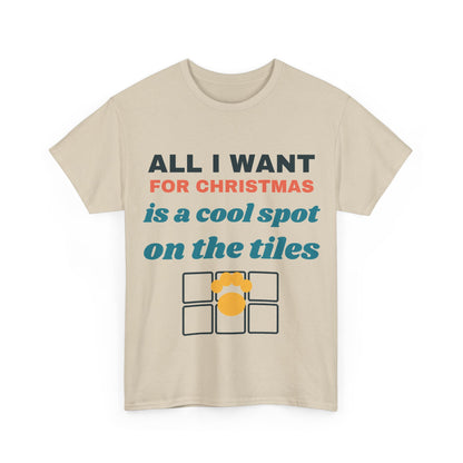Sand Christmas cool spot on the tiles tee, front print