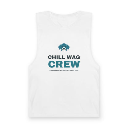 White Chill Wag Crew singlet, front print