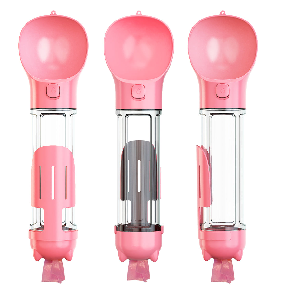 4-in-1 dog travel water bottle in pink
