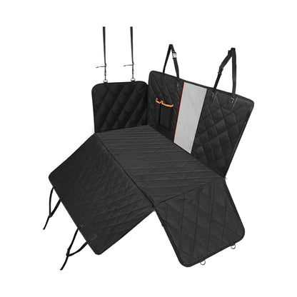 Waterproof dog car seat cover hammock, black quilted