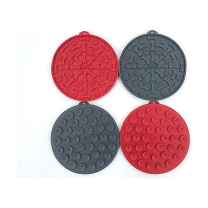4-pack silicone lick mats, two red and two charcoal