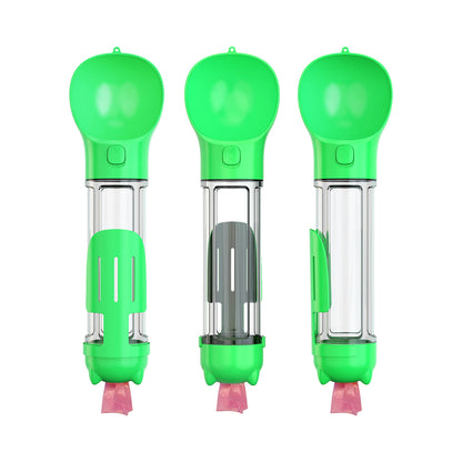 4-in-1 dog travel water bottle in lime green